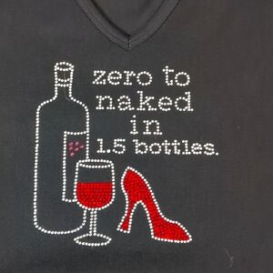 NWOT Chris's Stuff Black V Neck with Crystals T-shirt Size XXL